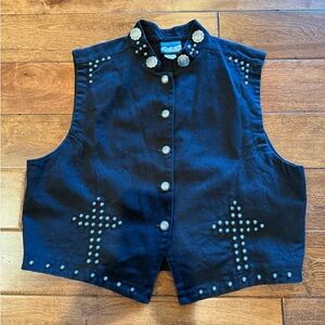 Vintage Cheyenne Outfitters Black Denim Vest Men’s Size XL